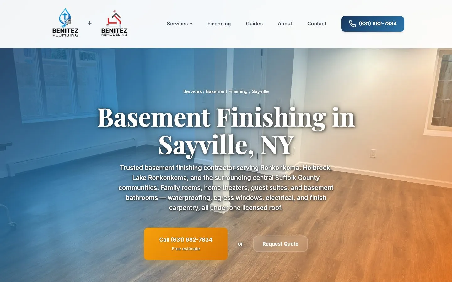 Benitez town page for basement finishing in Sayville