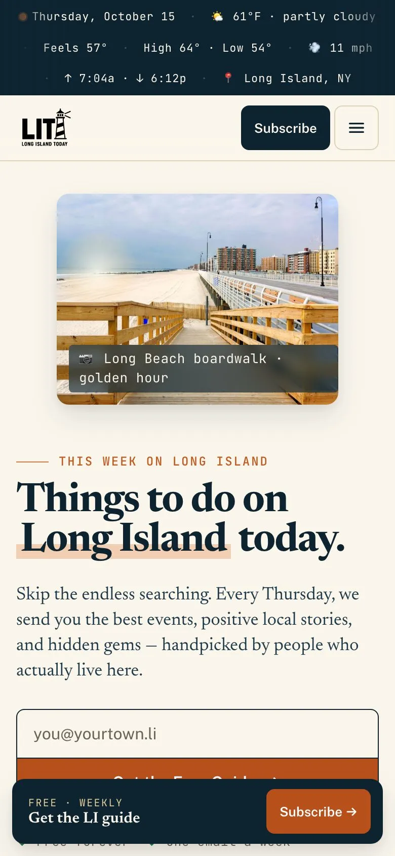 Long Island Today on a phone